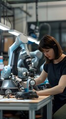 An innovative workspace with collaborative robots (cobots) working alongside humans