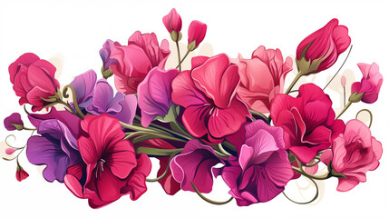 Botanical Sweet Pea Illustration in the style of dictionary entry ~ Created using Generative AI
