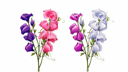 Botanical Sweet Pea Illustration in the style of dictionary entry ~ Created using Generative AI