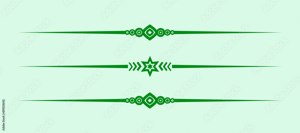 Poster divider line green vector isolated for border of text paragraph. separator art horizontal shape to s