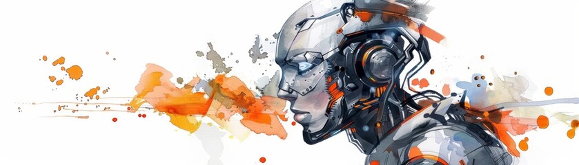Fototapeta premium Futuristic Robot Art with Abstract Background