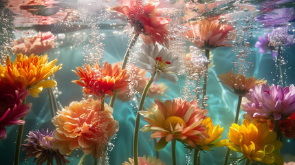 Summery colorful underwater flowers background wallpaper
