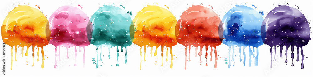 Poster round gradient color frames with transparent background, vector illustration of neon light blended m