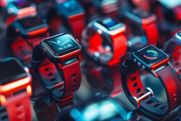 Smartwatch Display - Red and Black Technology