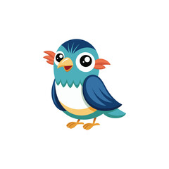 a cute bird in white background
