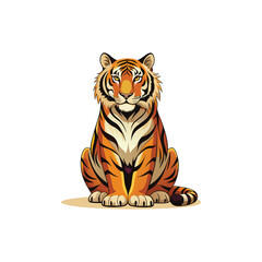 a tiger setting on a white background