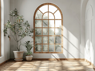 Large Thick A2 White Posters in Wooden Frames Leaning Against Wall in Light Room with Parquet Flooring