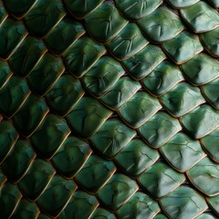 Fototapeta premium Detailed view of reptile skin, showcasing the scales and unique texture, green and brown tones with high contrast