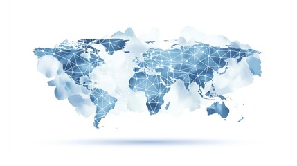 Global enterprise network, interconnected offices, digital world map, Watercolor style