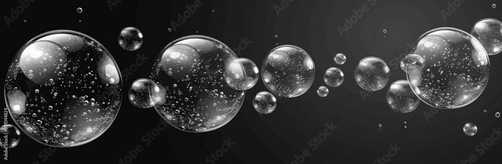 Poster realistic 3d soap bubbles vector isolated transparent background