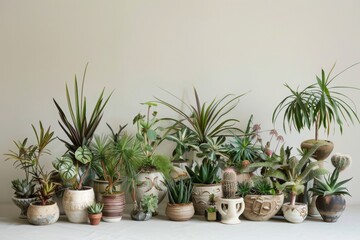 Obraz premium A Collection of Potted Plants in a Variety of Styles