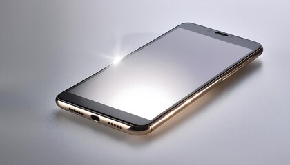 A black mobile phone lies on a white surface, its blank screen a portal to information and connection