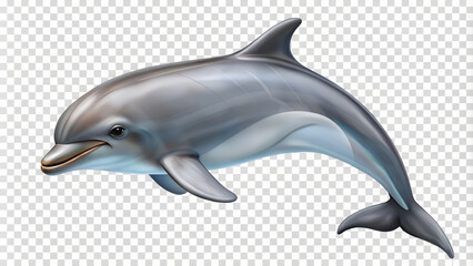 Fototapeta premium Realistic dolphin illustration on transparent background for marine themes