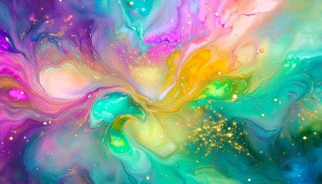 Kolorowa tekstura, płynna farba dekoracja generative ai 