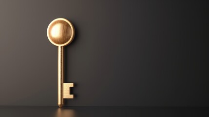 A golden key is shown on a black background. The key is placed in the center of the image, and it is a symbol of unlocking something. The black background adds a sense of mystery