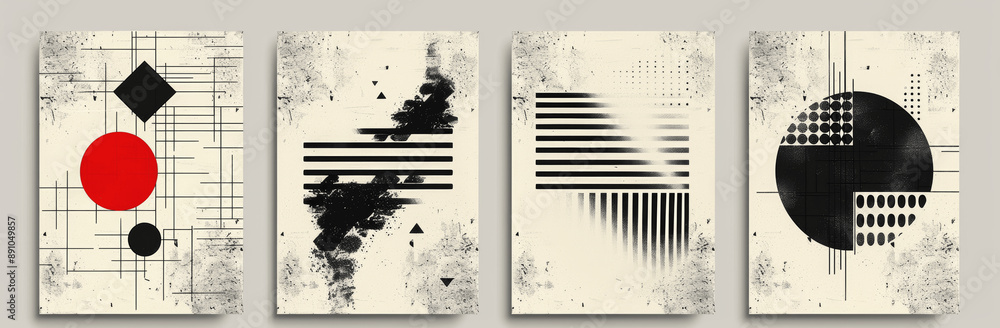 Aufkleber minimalist geometric pattern background, vector abstract art with symmetrical shapes and lines