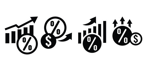 interest rate graph diagram icon symbol vector design black white color simple illustration collection set