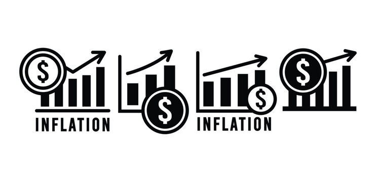 inflation money graph diagram icon symbol vector design black white color simple illustration collection set
