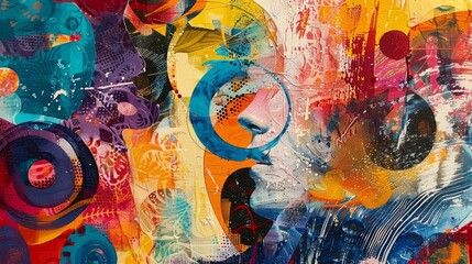 Abstract Expressionist Composition in Vibrant Hues, Abstract Art, Acrylic Painting, Modern Art, Colorful Art