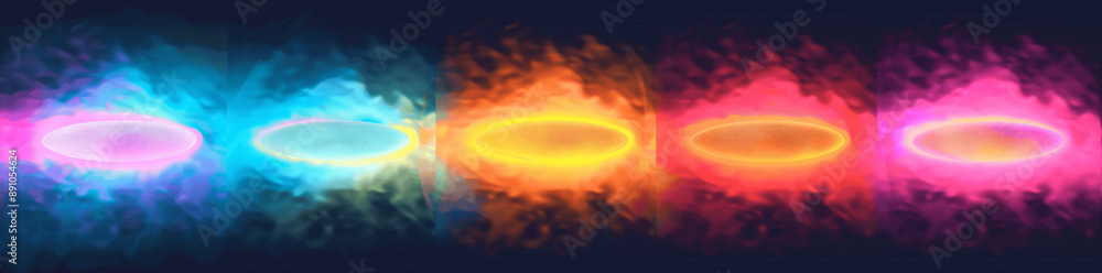 Poster gradient circle backgrounds, abstract neon light, vector shapes with iridescent blur and soft vibran