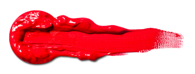 赤い色の絵の具のブラシストローク