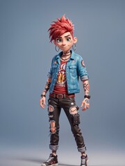 Male Punk Rocker 3D Style Character