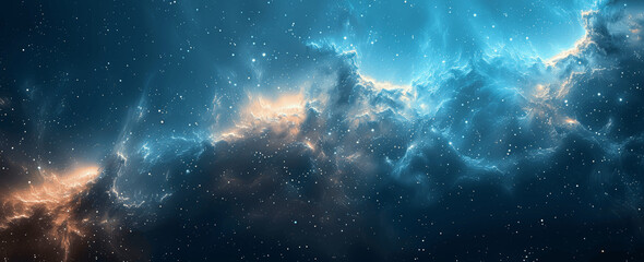 Obraz premium Grainy Dark Blue Background with Gradient, Night Sky with Stars, Moody Textured Abstract Design