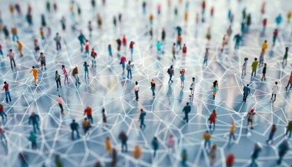 Miniature People Standing on a Network of Interconnected Lines
