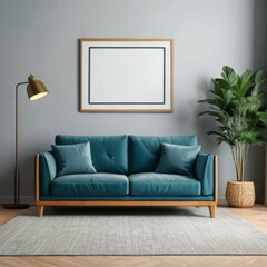 Fototapeta premium Modern Interior Background Empty Frame Mockup