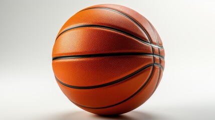 Fototapeta premium Image of orange basketball isolated on white background. Perfect for sports, fitness, basketball, team sports, sports equipment, and active lifestyle concepts.