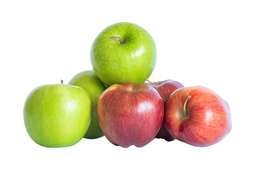 Serving of fresh red and green apples isolated on white
