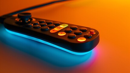 Controller for rgb led with remote control isolated on orange