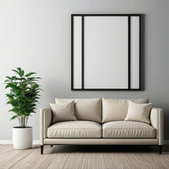 Modern Interior Background Empty Frame Mockup