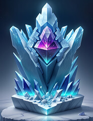 An artistic rendering of a geode or crystal formation with mythical or otherworldly qualities, such as glowing runes or fantastical creatures embedded within the crystal structure

