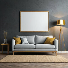 Modern Interior Background Empty Frame Mockup