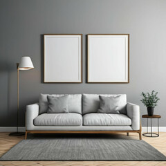 Modern Interior Background Empty Frame Mockup