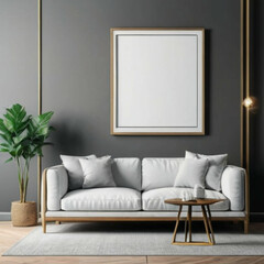 Modern Interior Background Empty Frame Mockup