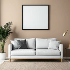 Modern Interior Background Empty Frame Mockup