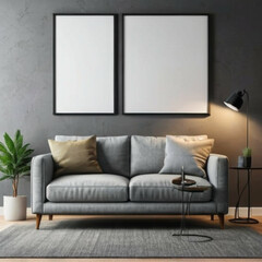 Modern Interior Background Empty Frame Mockup