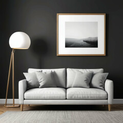 Modern Interior Background Empty Frame Mockup