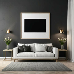 Modern Interior Background Empty Frame Mockup