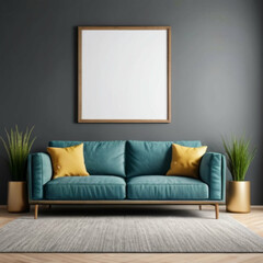 Modern Interior Background Empty Frame Mockup