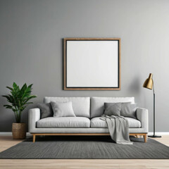 Modern Interior Background Empty Frame Mockup