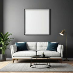 Modern Interior Background Empty Frame Mockup