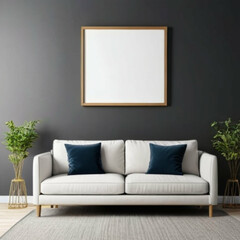 Modern Interior Background Empty Frame Mockup