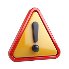 3d warning sign with an exclamation mark isolated on transparent background