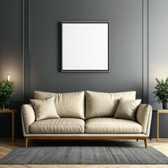 Modern Interior Background Empty Frame Mockup