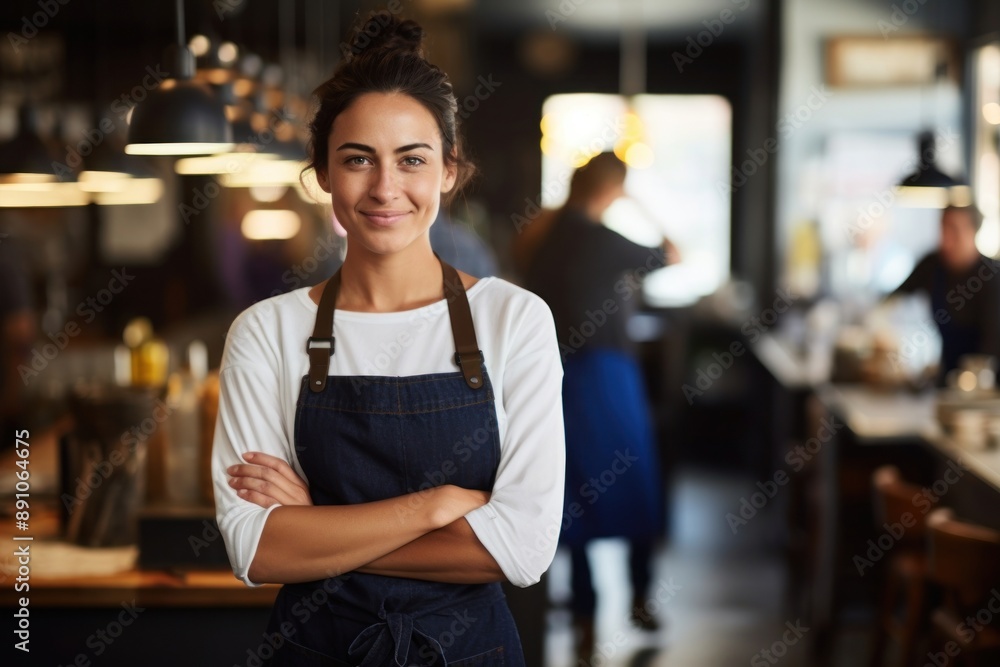 Canvas Prints female adult apron cafe.