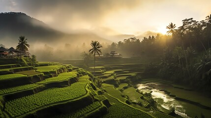 Ancient pura ulun danu bratan, besakih or famous hindu temple and tourist in bali island at sunrise