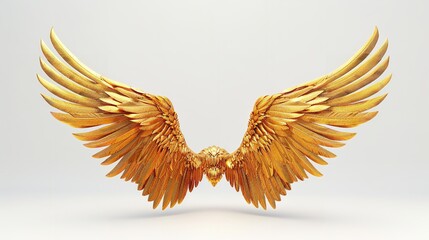 Fototapeta premium 3d golden angel wings isolated on white